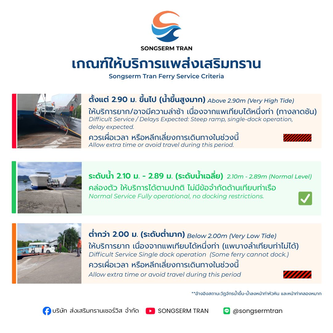 Songserm Tran tide service guide